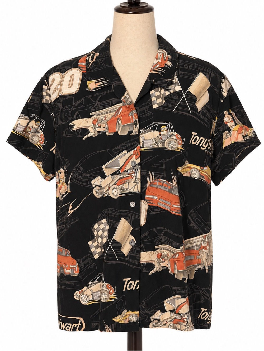 Tony Stewart vintage Racing Print Button-Up Shirt -Tori Richard Honolulu- M